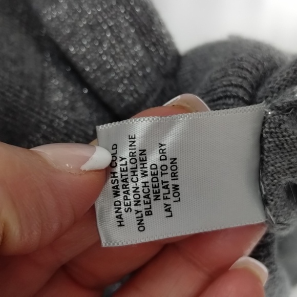 Cache' sweater size medium two tone gray button detail metallic striped Cache - Picture 8 of 9